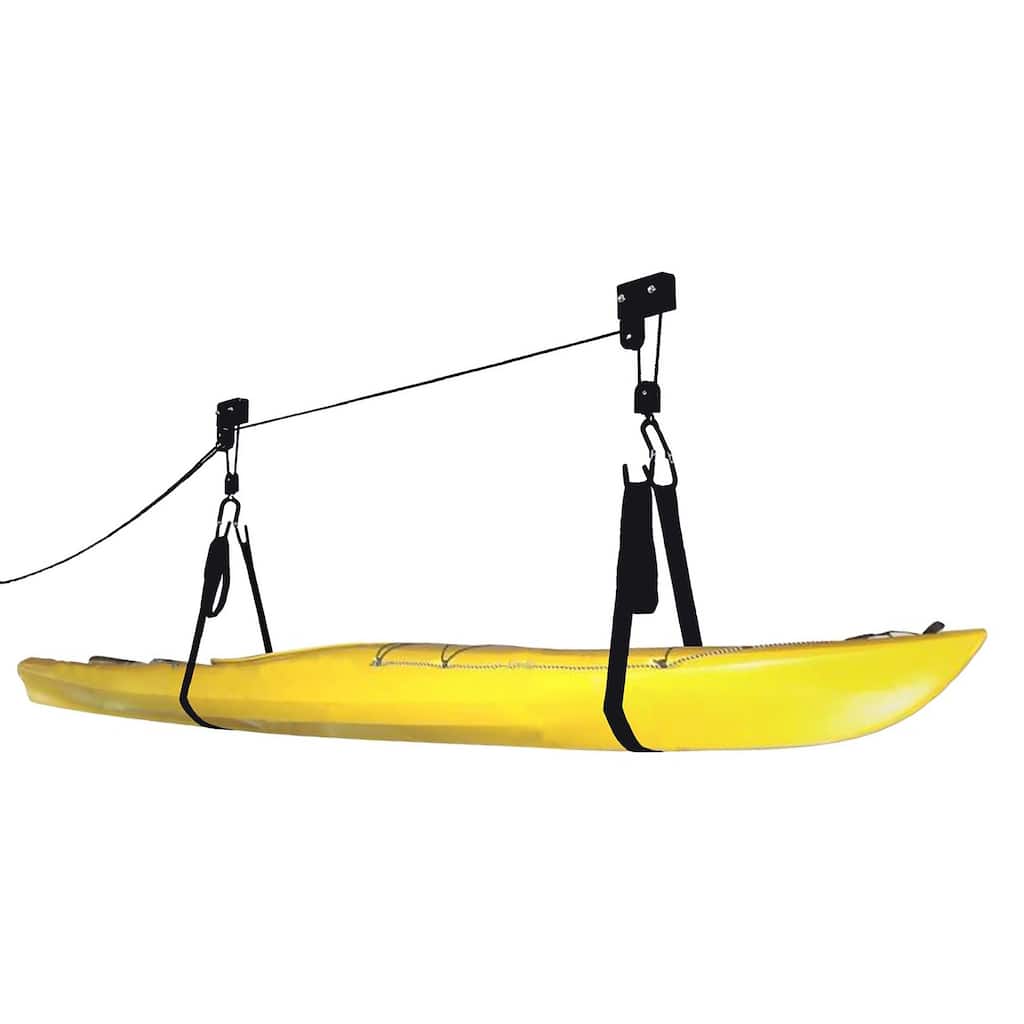 Kayak Storage Hoist - Overhead Pulley System with 125lb Capacity for Canoes, Bikes, Ladders - 12-Foot Ceilings by Rad Sportz