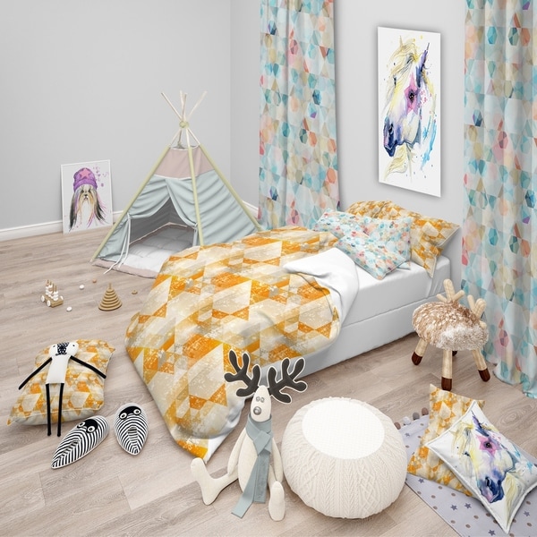 Shop Designart 'Gold Retro Style' Modern Bedding Set ...