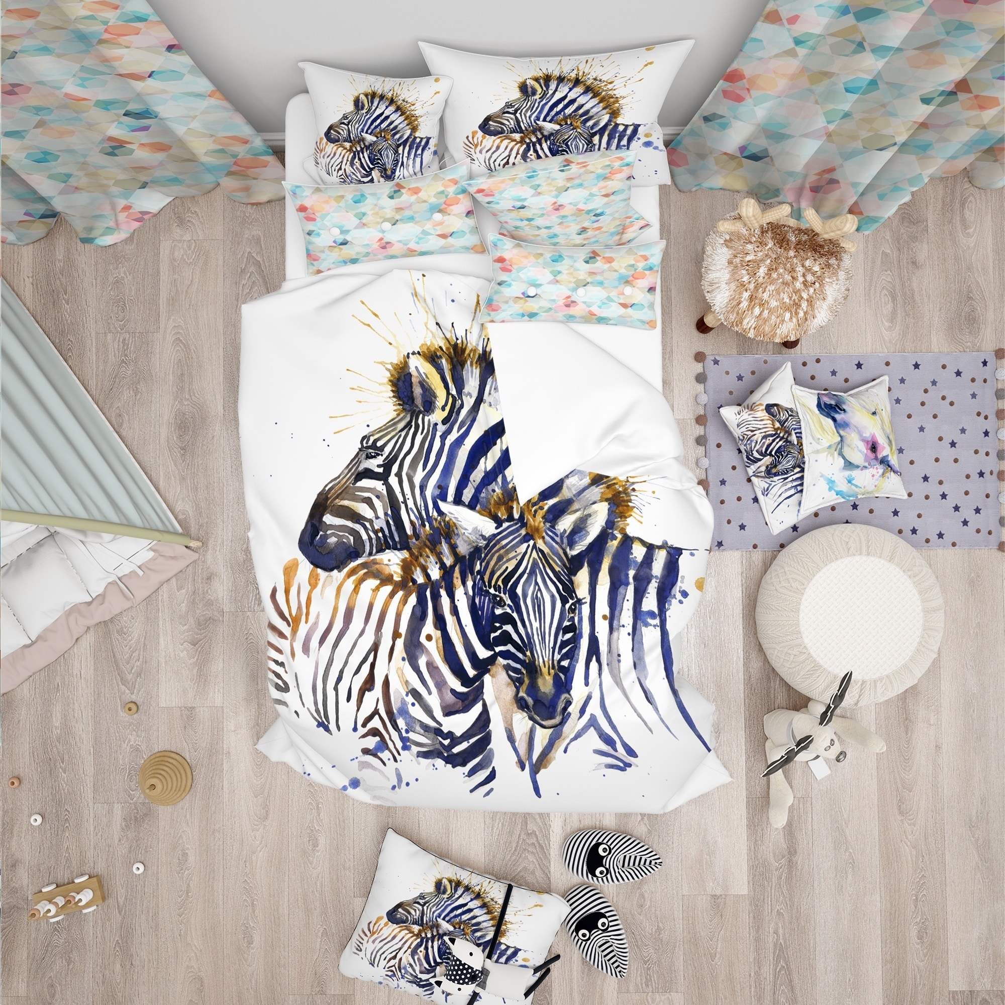 Shop Designart Zebra Watercolor Rightwards Modern Contemporary