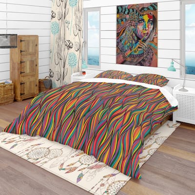 Designart 'Gorgeous Wave' Bohemian & Eclectic Bedding Set - Duvet Cover & Shams