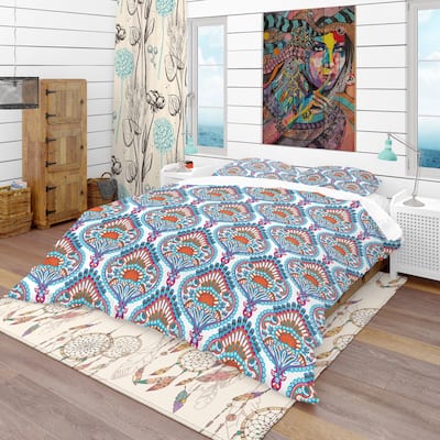 Designart 'Damask Pattern' Bohemian & Eclectic Bedding Set - Duvet Cover & Shams