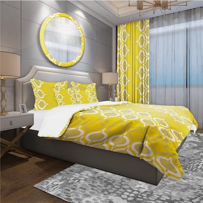 Designart 'Yellow Pattern' Modern Bedding Set - Duvet Cover & Shams