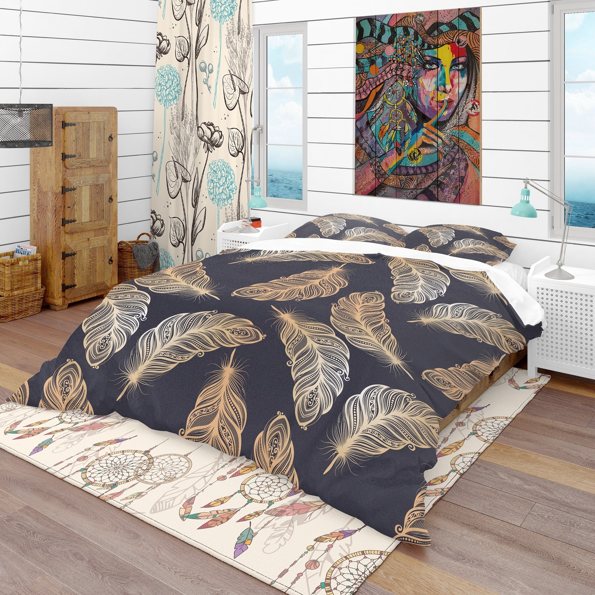 Feathers Design Luxurious Modern Style Duvet Cover Sets Reversible