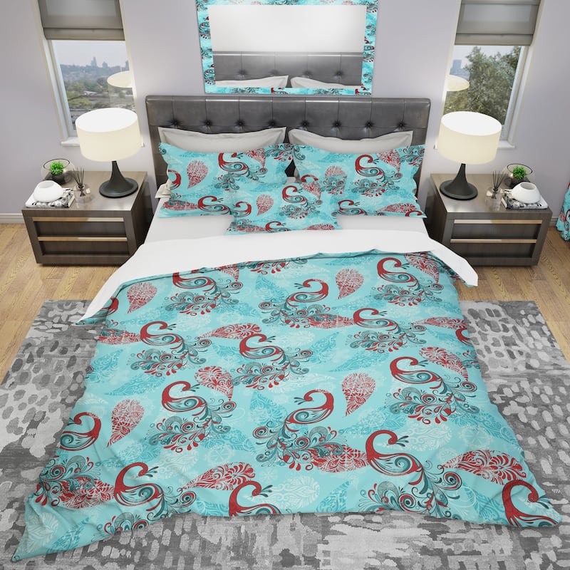 Designart 'winter Pattern With Peacocks & Snowflakes' Modern 