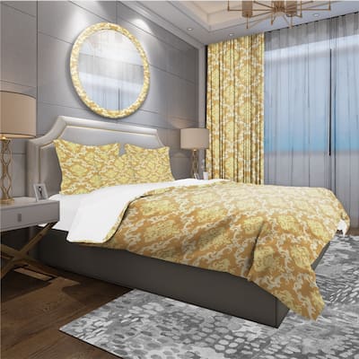 Designart 'Floral Pattern' Mid-Century Modern Bedding Set - Duvet Cover & Shams