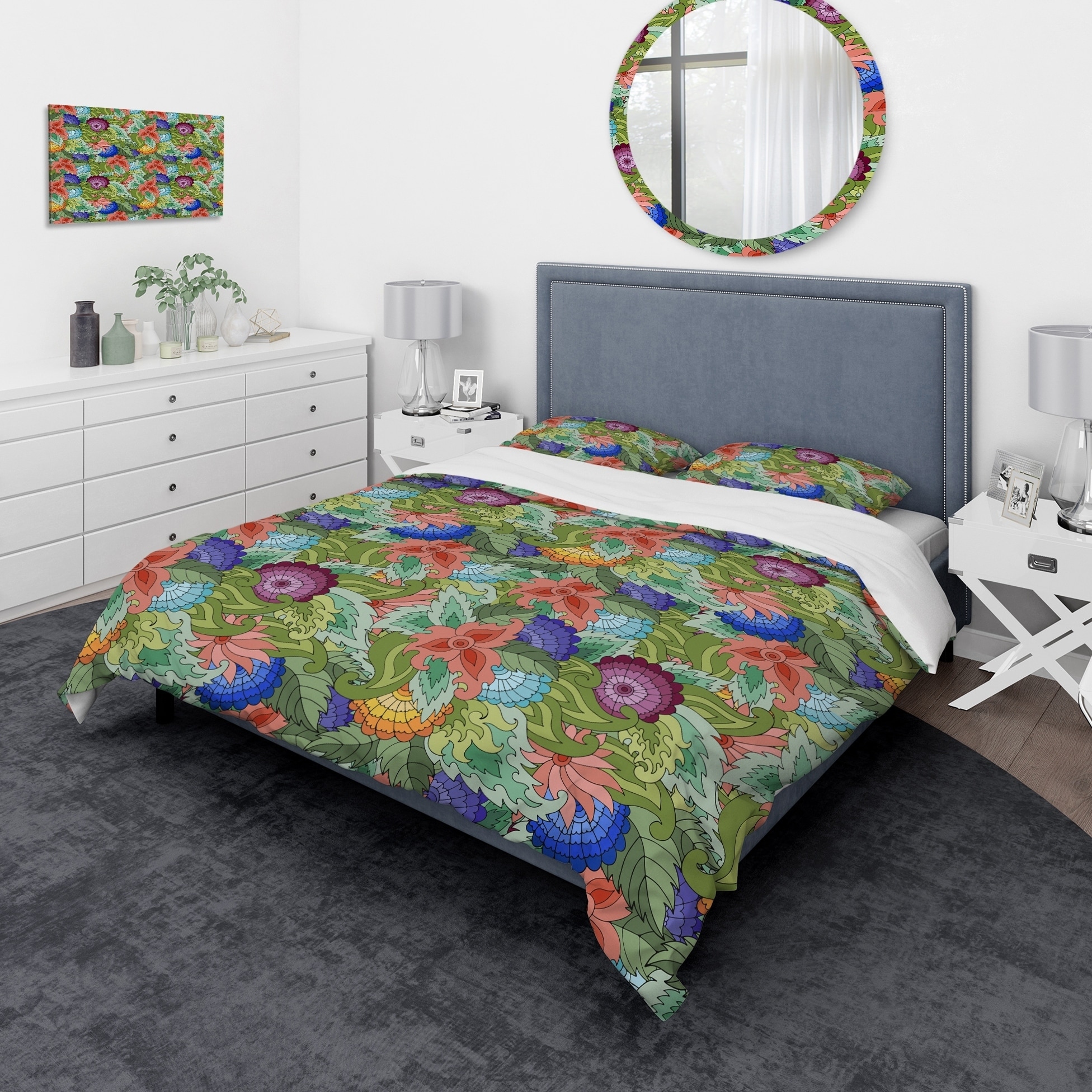 Abstract Floral Duvet Cover and Sham