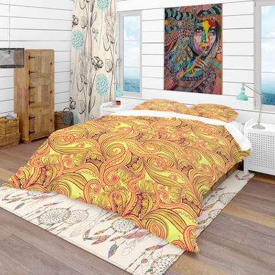 Designart 'Ornament Ethnic Abstract Pattern' Bohemian & Eclectic Bedding Set - Duvet Cover & Shams