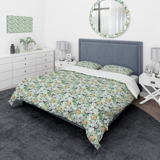 Designart 'A White and Yellow Roses Bouquet' Traditional Bedding Set ...