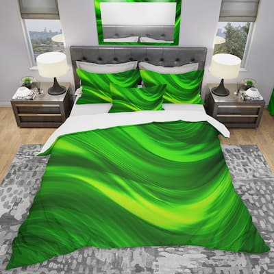 Designart 'Green Laser' Modern & Contemporary Bedding Set - Duvet Cover & Shams