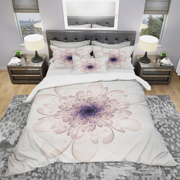 Designart Perfect Glowing Fractal Flower in Purple Modern