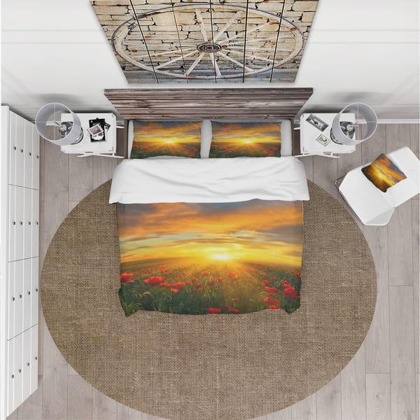 Shop Designart Bright New Day Over Poppy Fields Cabin Lodge