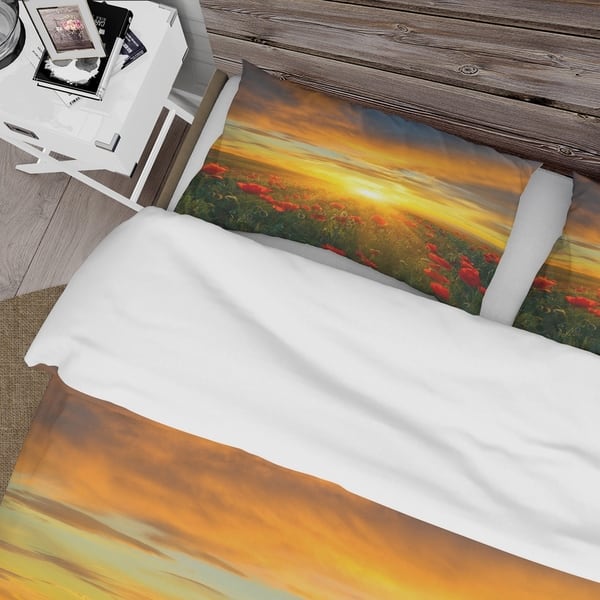 Shop Designart Bright New Day Over Poppy Fields Cabin Lodge