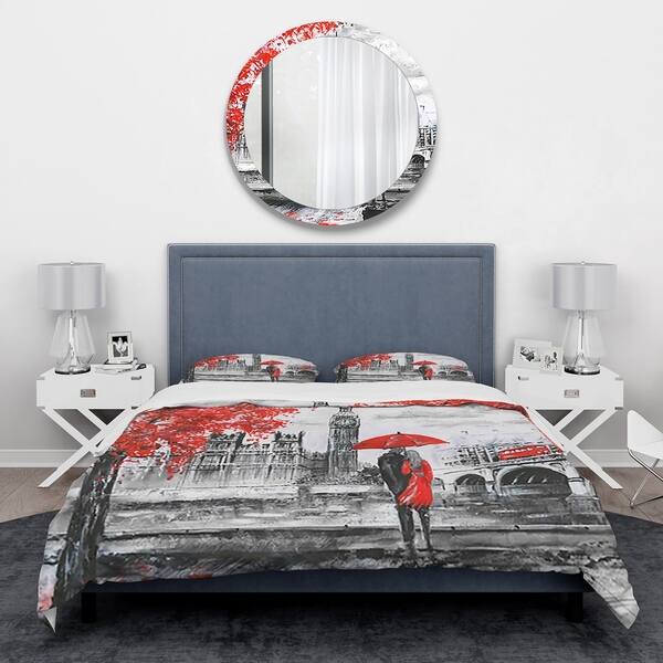Shop Designart Couples Walking In Paris London Uk Bedding Set