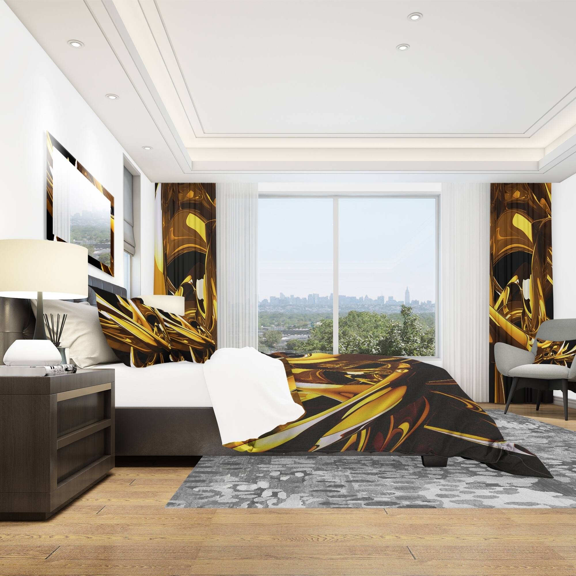 Designart 'Red Vs Blue Abstract' Modern & Contemporary Bedding Set