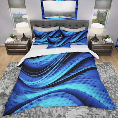 Designart 'Blue and Black Transition' Modern & Contemporary Bedding Set - Duvet Cover & Shams