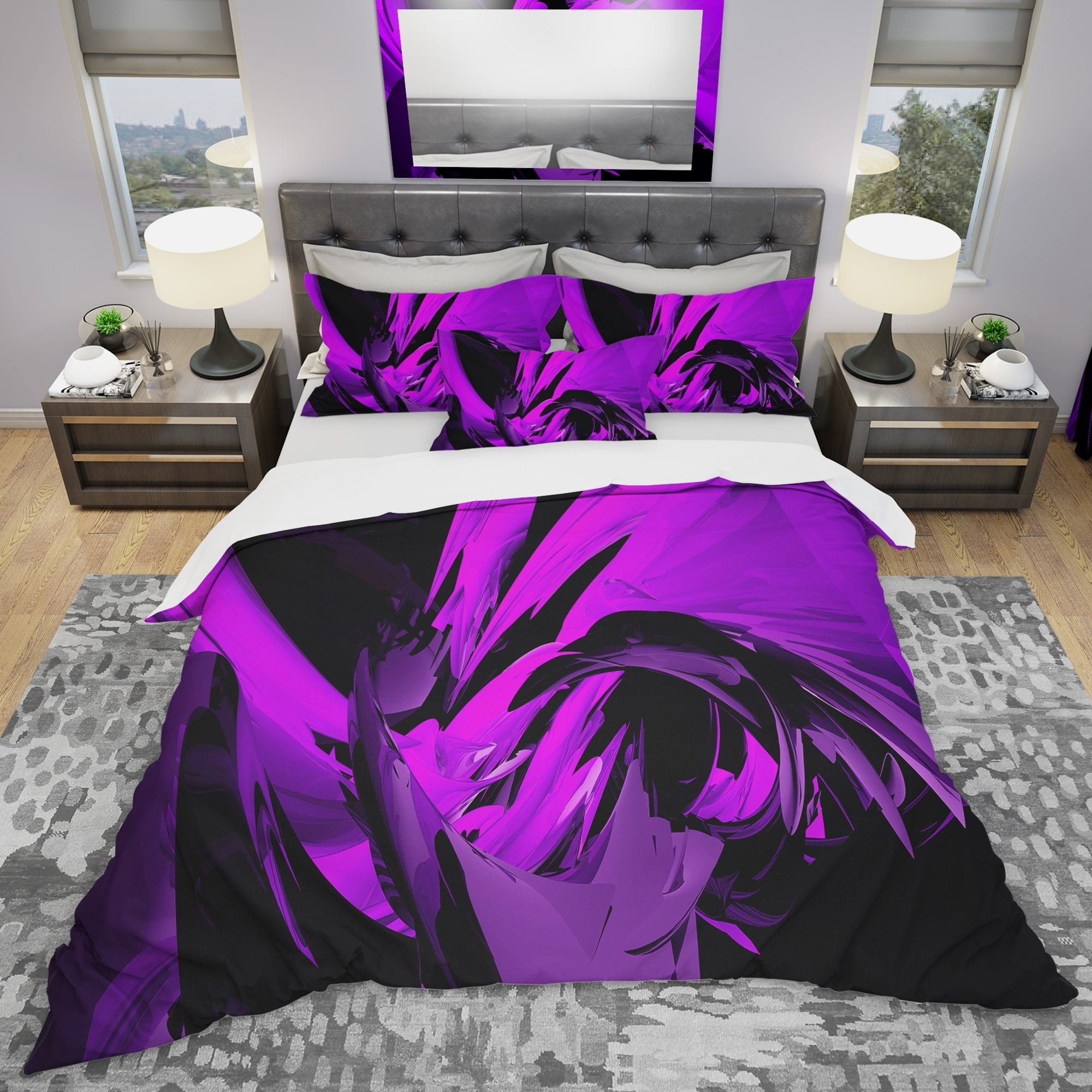 purple and grey bedding king size