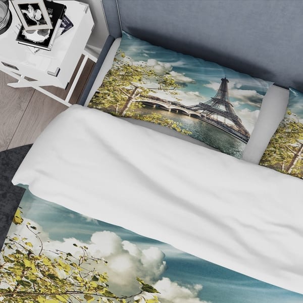 Designart Vegetation Near Paris Eiffel Tower Global Inspired Bedding Set Duvet Cover Shams On Sale Overstock 23506581