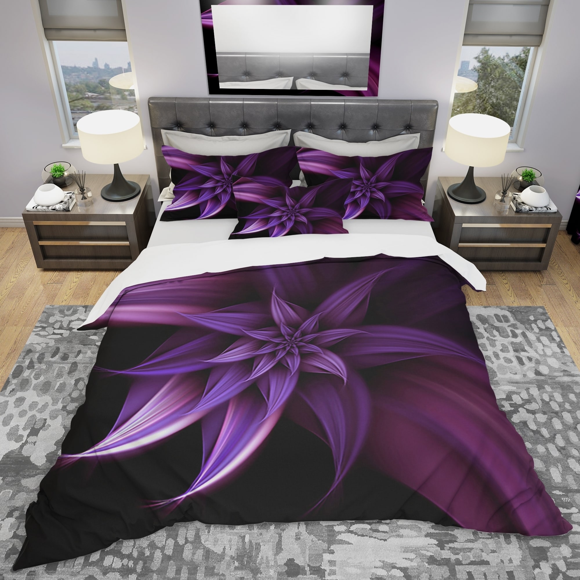 Shop Designart Fractal Flower Purple Modern Contemporary