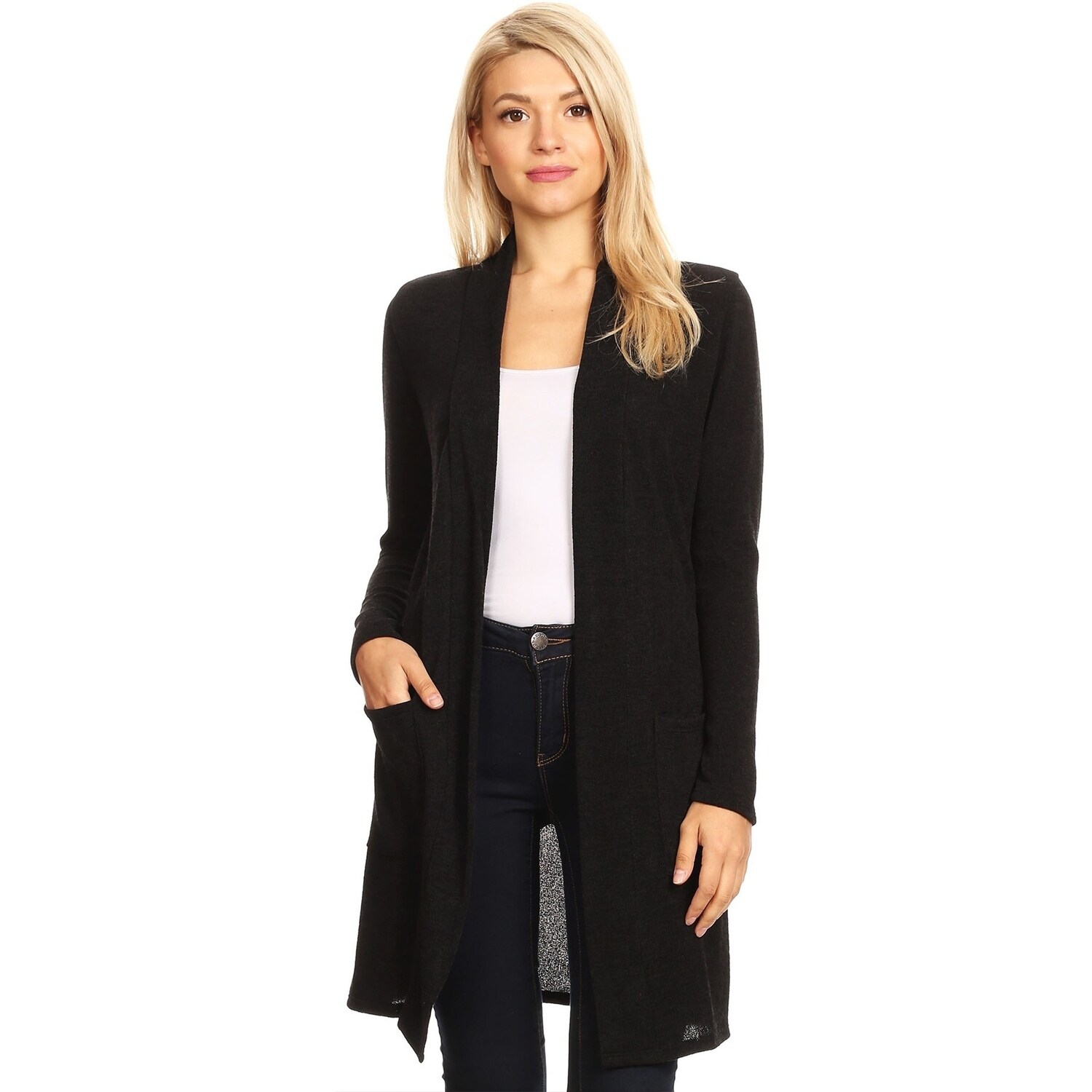 plaid open front cardigan