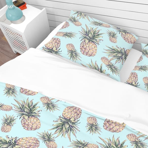 Shop Designart Pineapples On A Light Blue Background Tropical