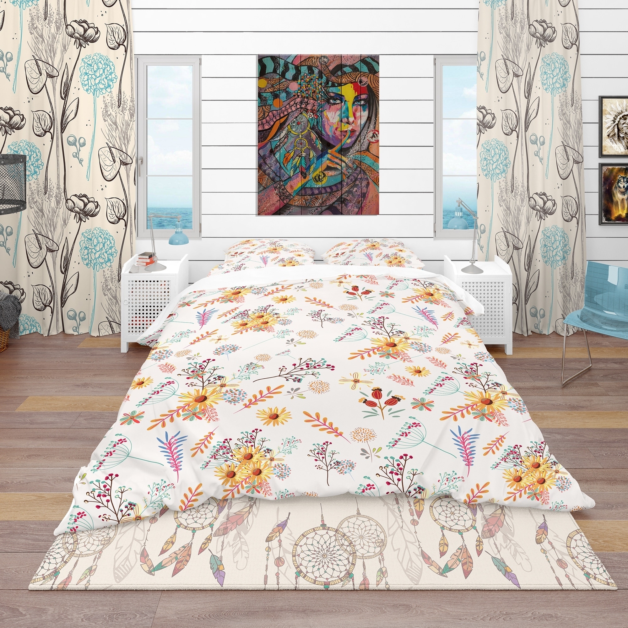 Brighton Floral Bold Funky Colourful Flowers Soft Duvet Cover Set