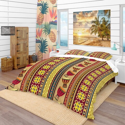 Designart 'African Drum Beckground' Tropical Bedding Set - Duvet Cover & Shams