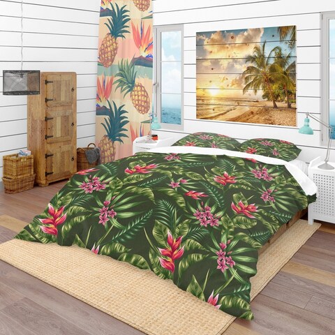 Designart 'Floral Pattern' Tropical Bedding Set - Duvet Cover & Shams