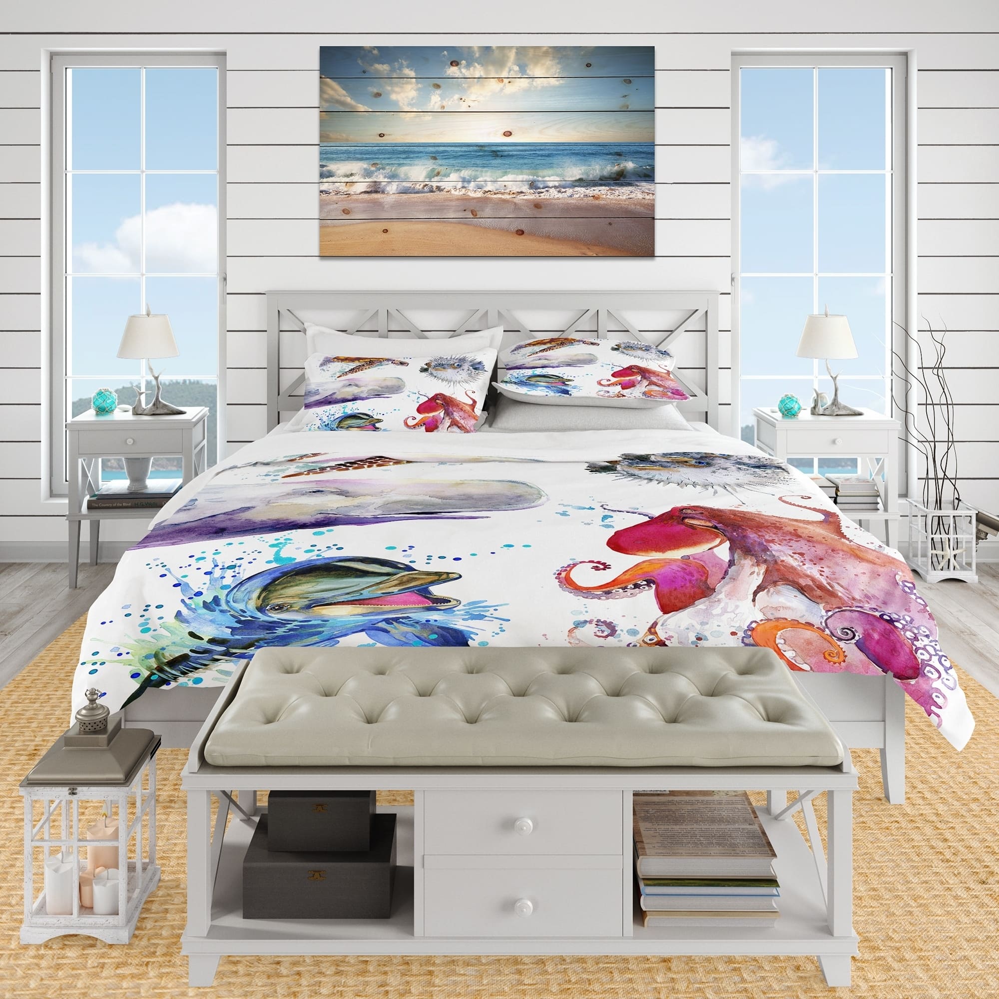 Designart 'Amazing Undersea Life Collage' Nautical & Coastal Bedding ...