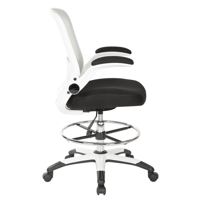 Work Smart Mesh Back Drafting Chair with Black Mesh Seat and Adjustable Footring