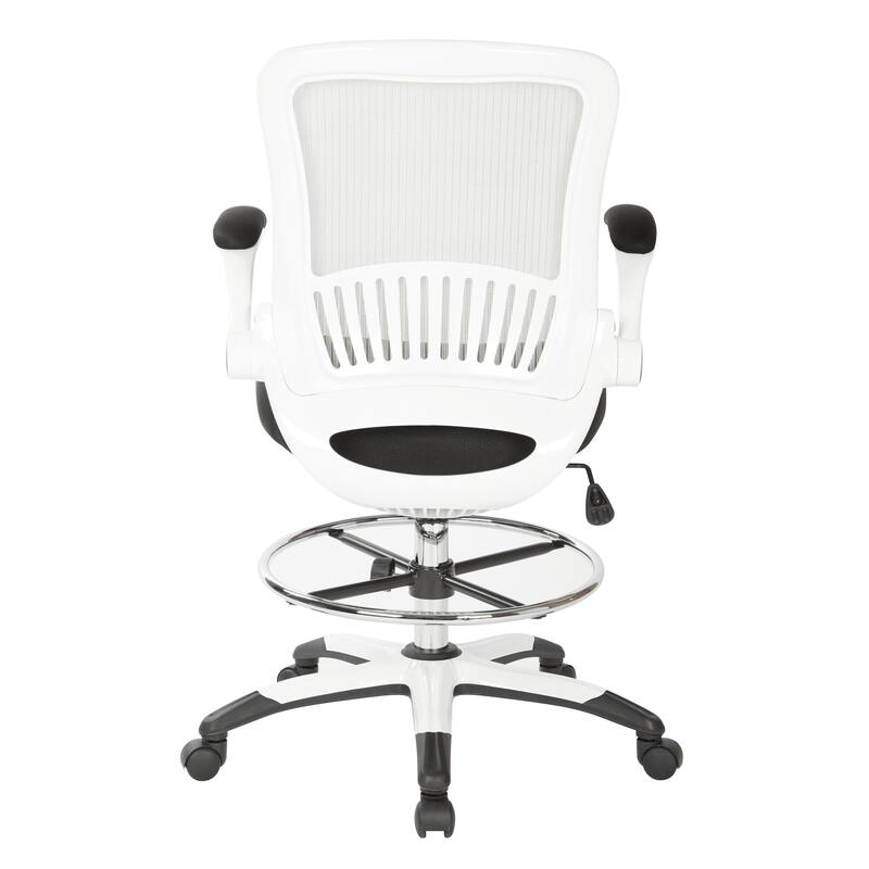 Work Smart Mesh Back Drafting Chair with Black Mesh Seat and Adjustable Footring