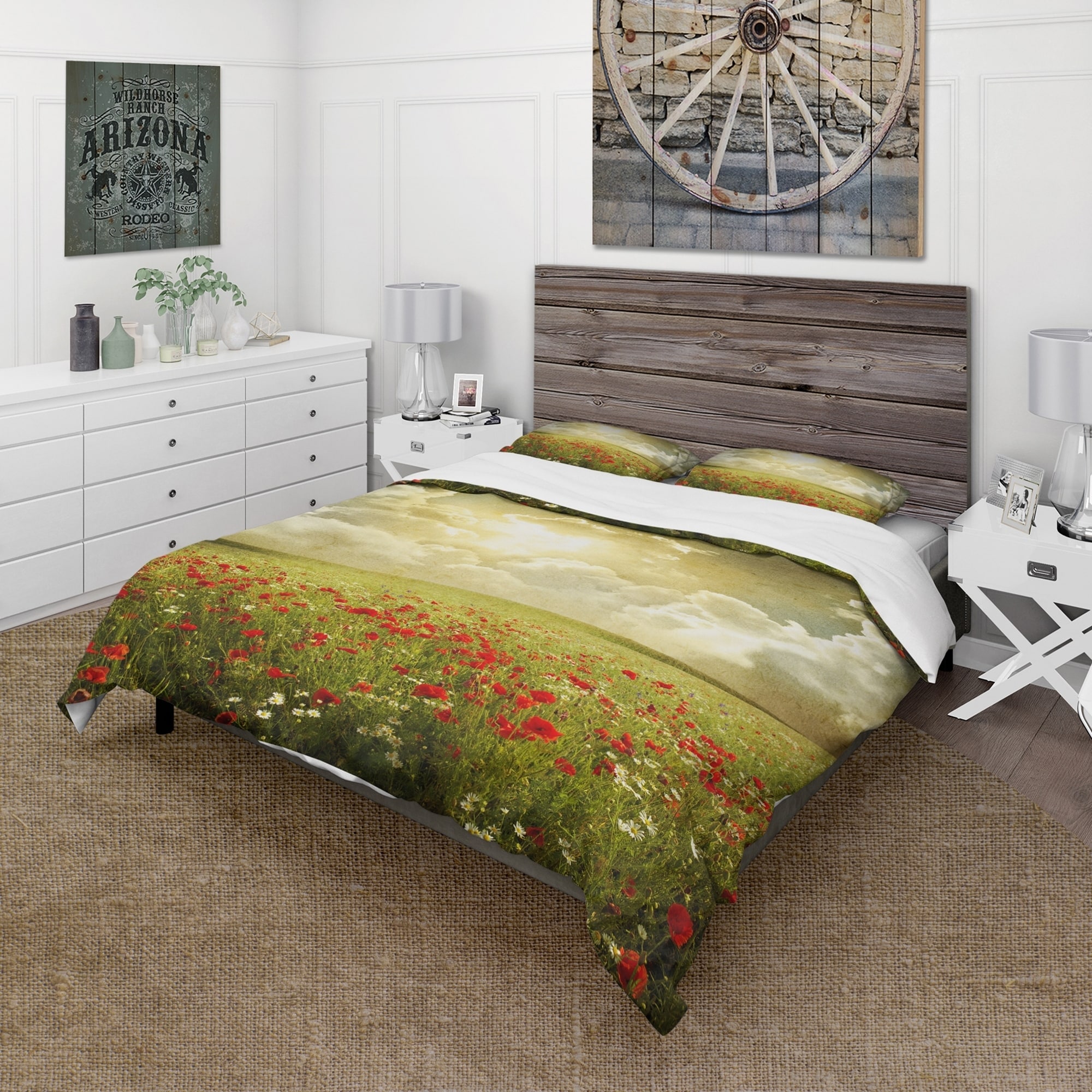 Shop Designart Wild Poppies On Cloudy Background Rustic Bedding