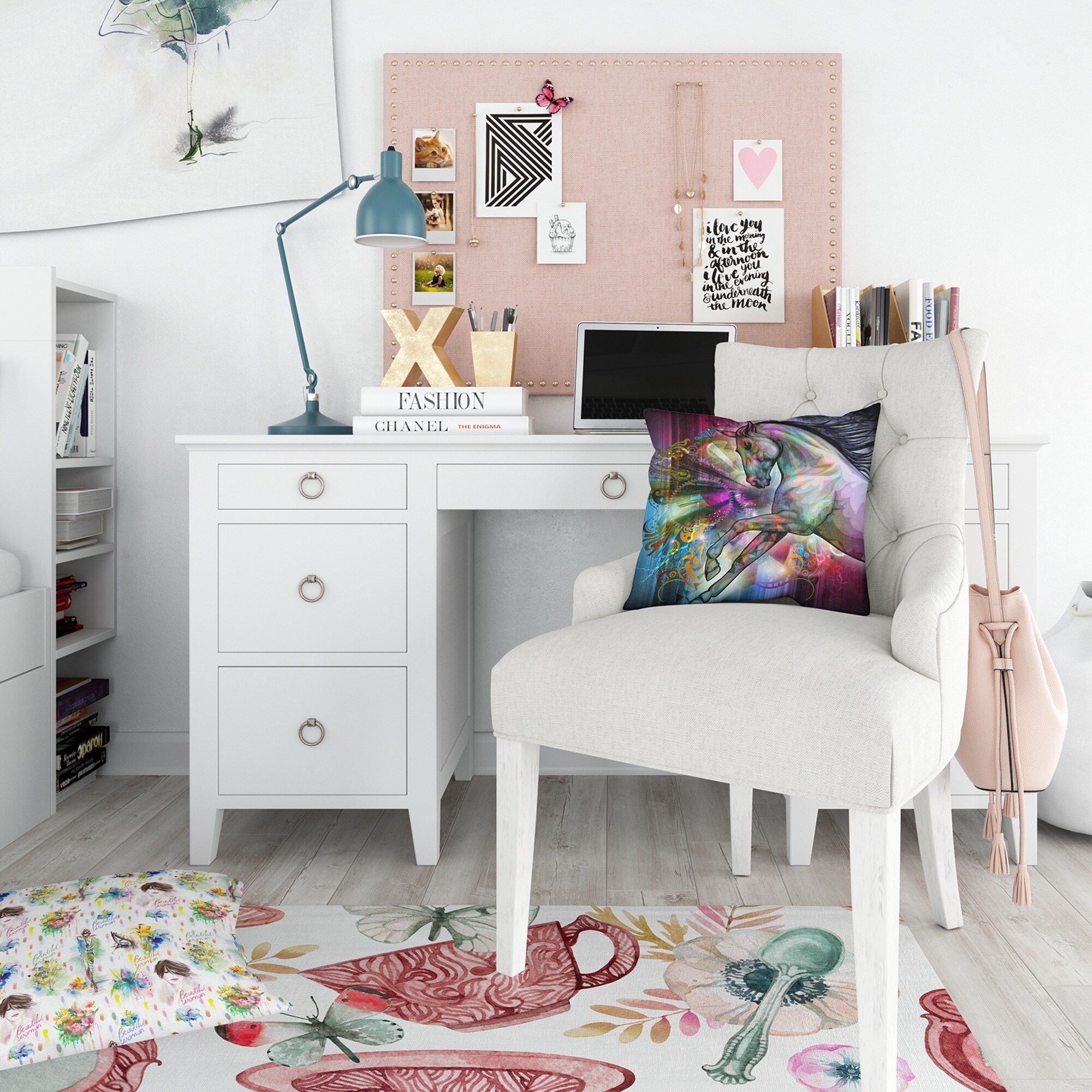 Designart 'Horse Over Colorful Abstract Image' Modern &-image