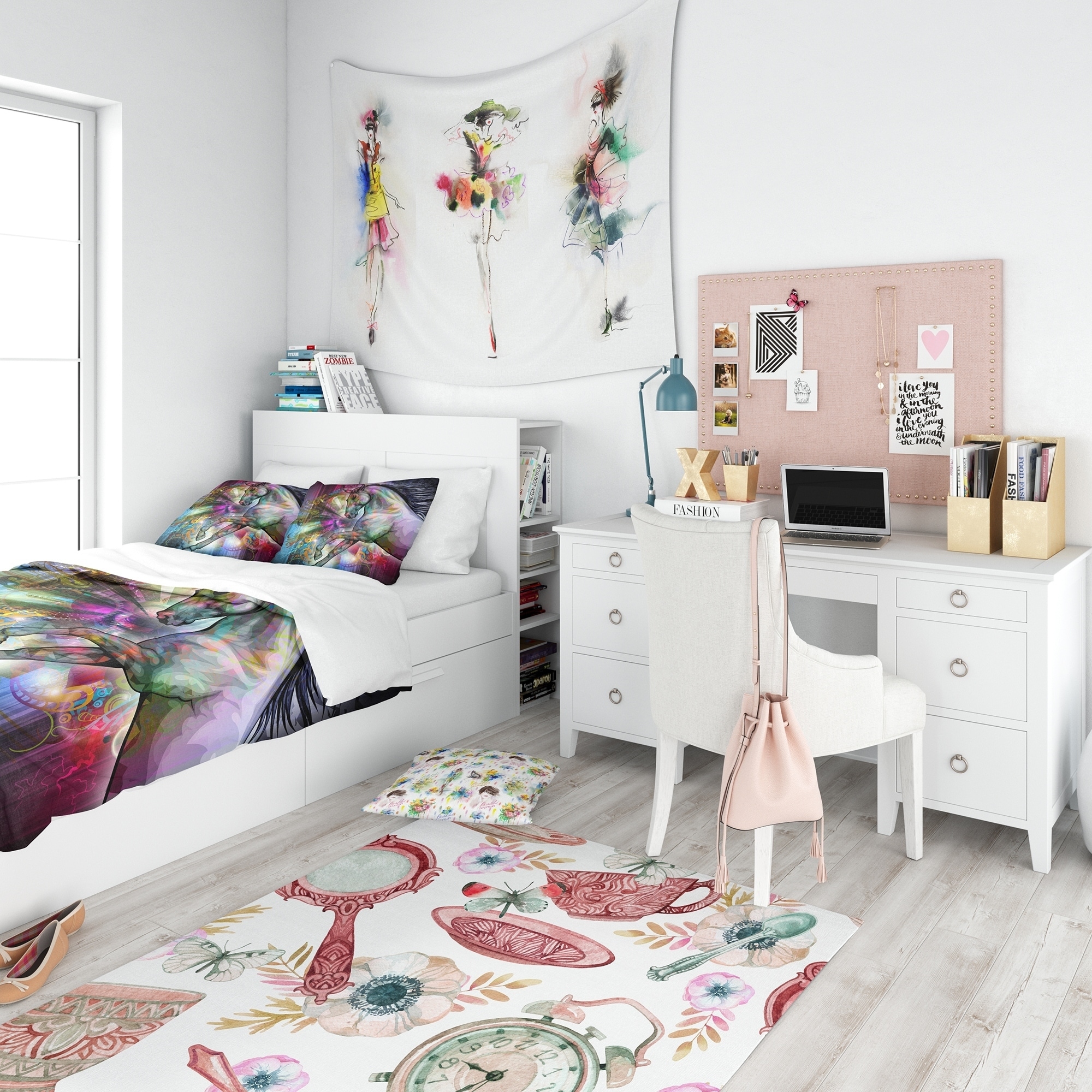 Designart 'Horse Over Colorful Abstract Image' Modern &-image