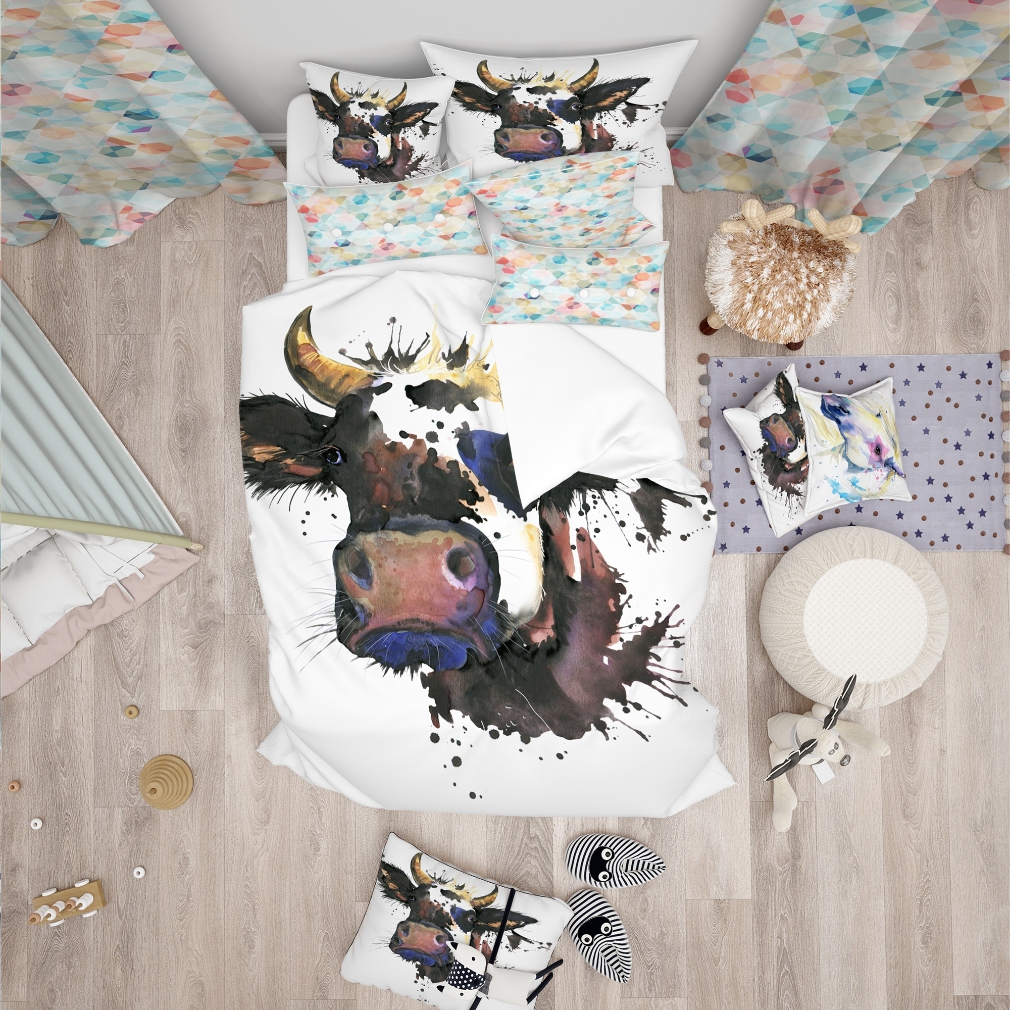 Shop Designart Beautiful Cow Watercolor Graphic Modern