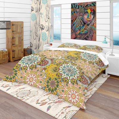 Designart 'Mandala Pattern For Printing on Fabric Or Paper' Bohemian & Eclectic Bedding Set - Duvet Cover & Shams