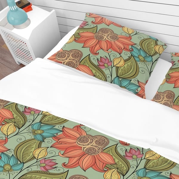 Designart Colorful Floral Pattern Bohemian Eclectic Bedding Set Duvet Cover Shams On Sale Overstock 23507147 usd