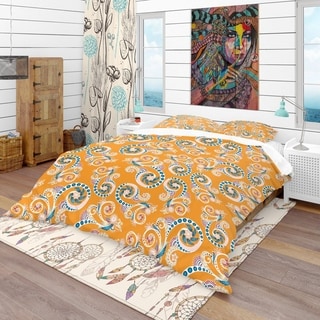 Designart 'Moroccan Orange Tiles Collage I' Cottage Bedding Set 