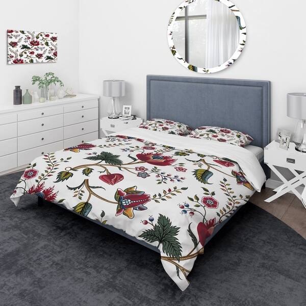 Designart 'Indian Floral Pattern' Tropical Bedding Set - Duvet Cover ...