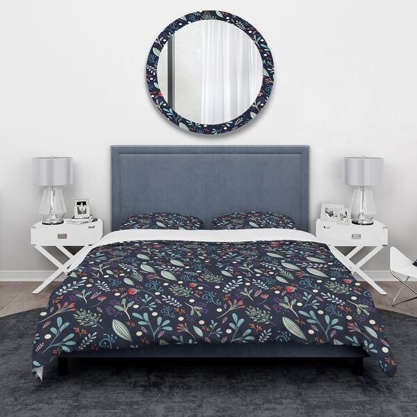 Shop Designart Sparkling Forest Leaves On Dark Blue Modern