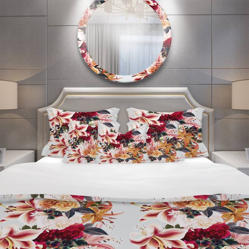 Designart 'Floral Pattern with Roses and Lily' Modern & Contemporary ...