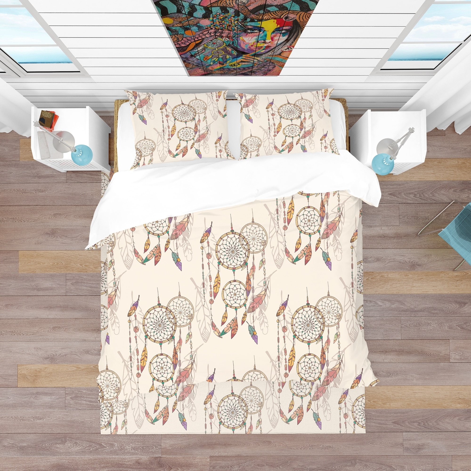 Luxury Western Horse & Dream Catcher Feathers Bedspread Comforter Set 3pc Quilt! 