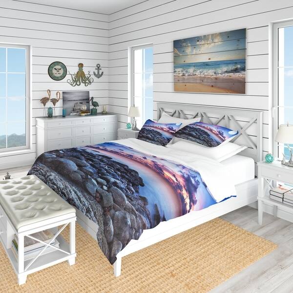 Shop Designart Full Moon Fantasy Seascape Nautical Coastal Bedding Set Duvet Cover Shams Overstock 23507311