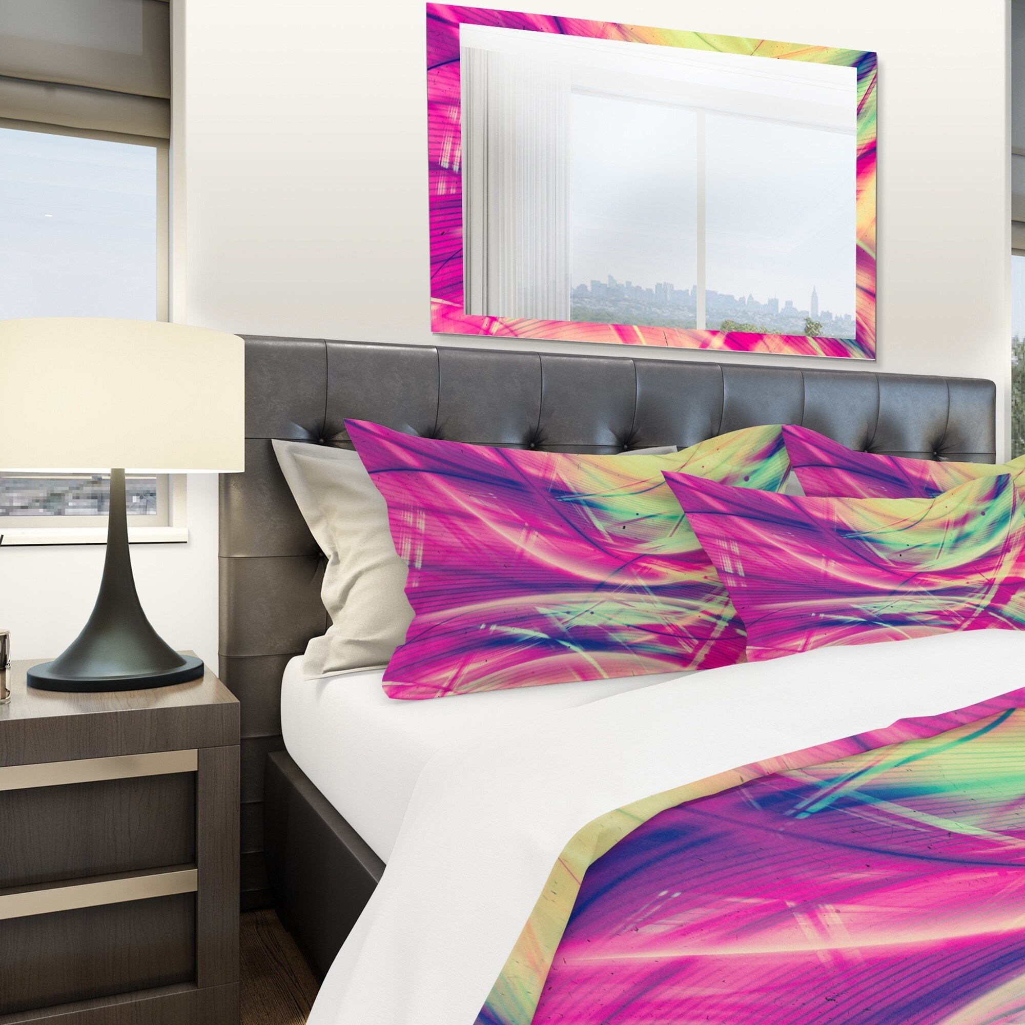 Designart 'Pink and Yellow Vintage Abstract' Modern &-image