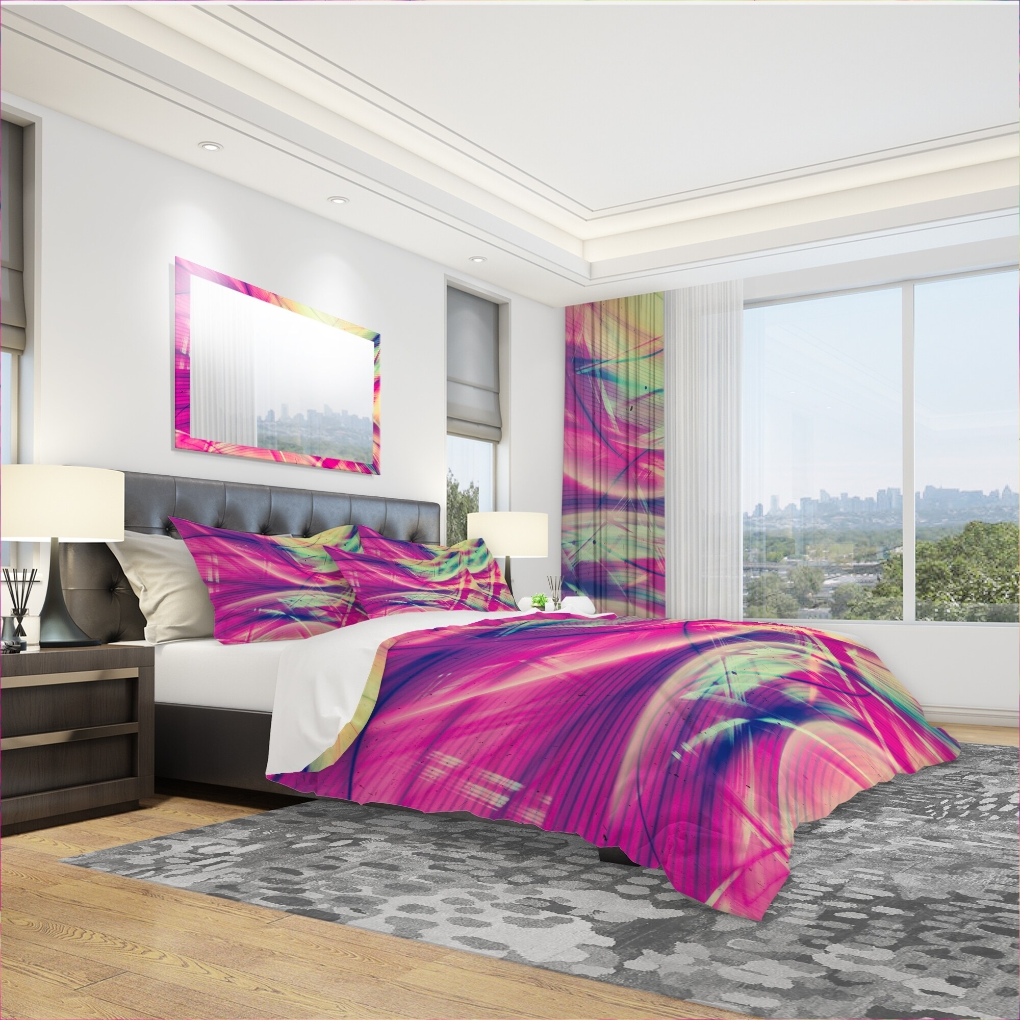 Designart 'Pink and Yellow Vintage Abstract' Modern &-image