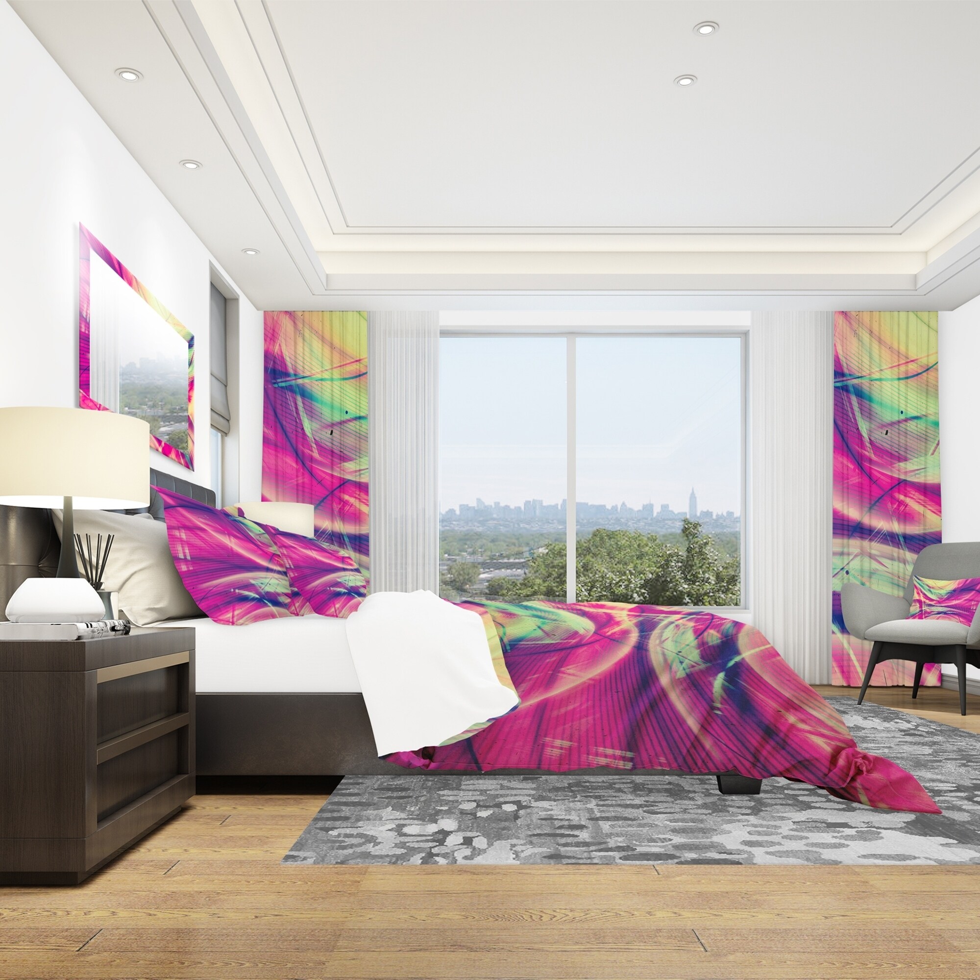 Designart 'Pink and Yellow Vintage Abstract' Modern &-image