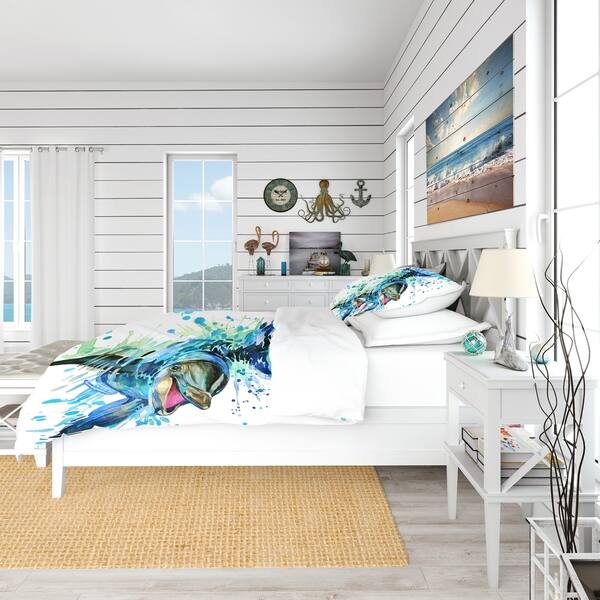 Shop Designart Large Blue Dolphin Watercolor Nautical Coastal