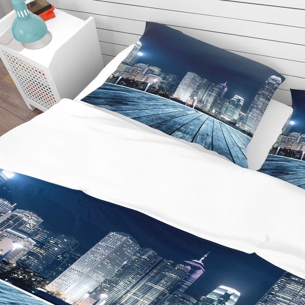 Shop Designart Blue Hong Kong City Skyline Modern Contemporary