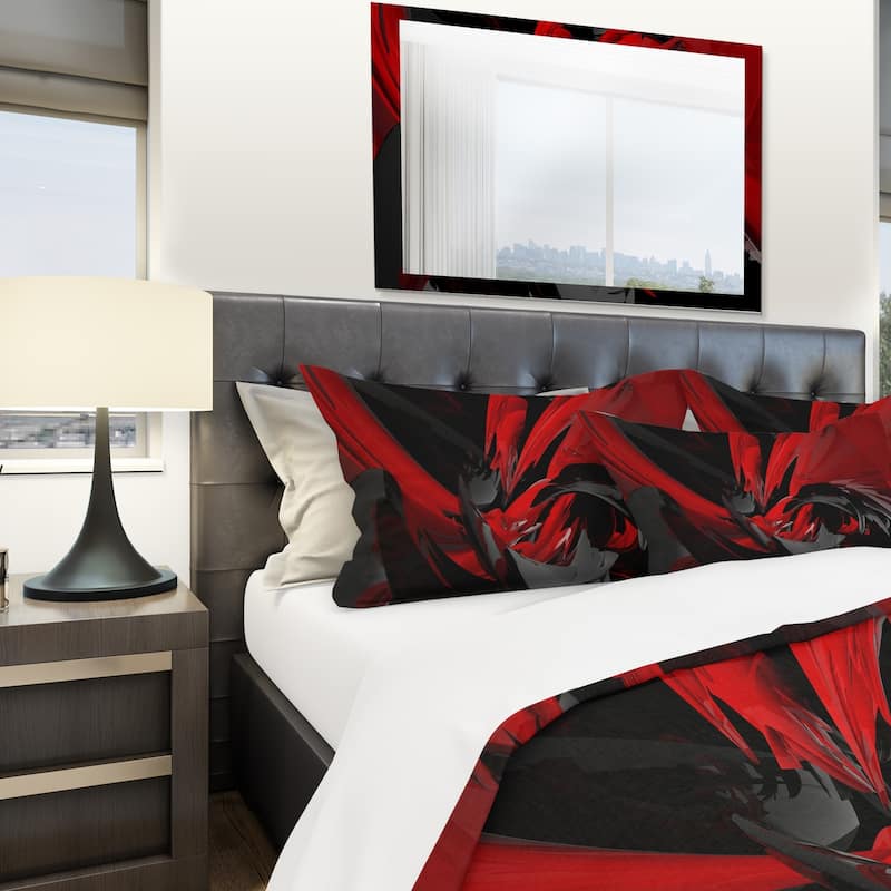 Designart 'Red and Grey Mixer' Modern & Contemporary Bedding Set - Duvet Cover & Shams