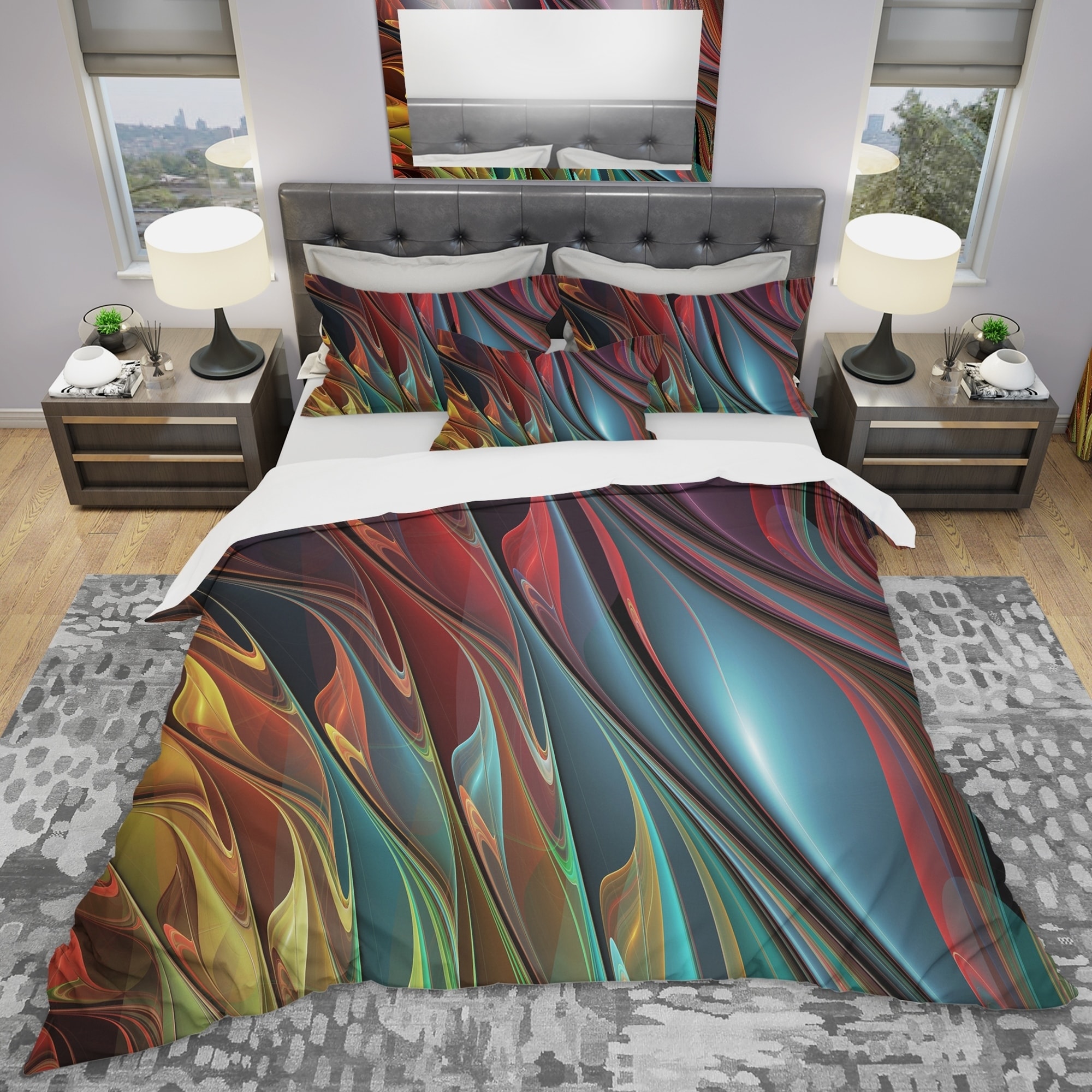 Shop Designart Leaves Of Color Modern Contemporary Bedding Set