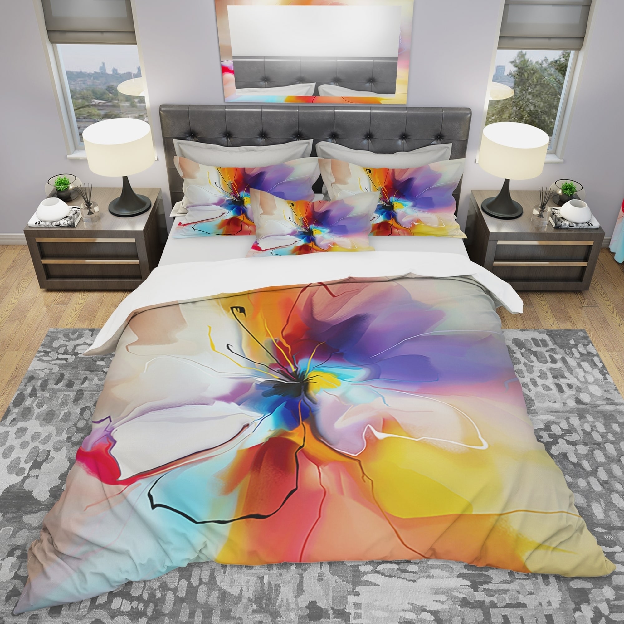 Queen Duvet Cover Abstract Art Duvet King Size Duvet Boho Bedding Luxury Bedding Colorful Bed Cover Artistic Bedding Designer Bedding